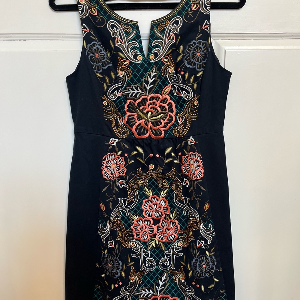 Elegant Black Floral Embroidered Dress